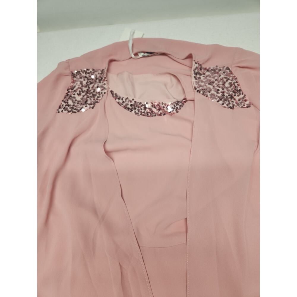 Grace Karin-Blush Pink Layered Chiffon Dress with Beaded Shoulders 004 - Picture 8 of 9